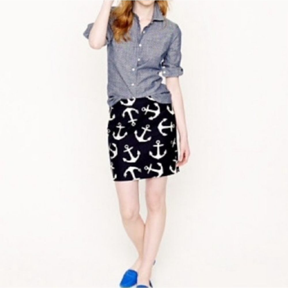 J. Crew navy blue anchor skirt